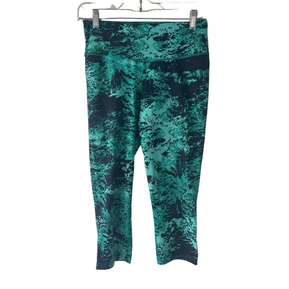 Nike Women's Size Medium Dri Fit Green Tie Dye‎ Cropped Leggings - Picture 1 of 8